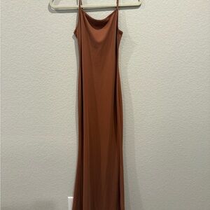 Chic Brown Spaghetti Strap Maxi Dress